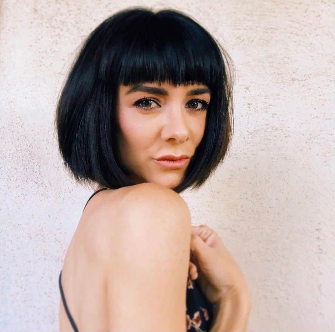 Black French Bob Haircut With Bangs