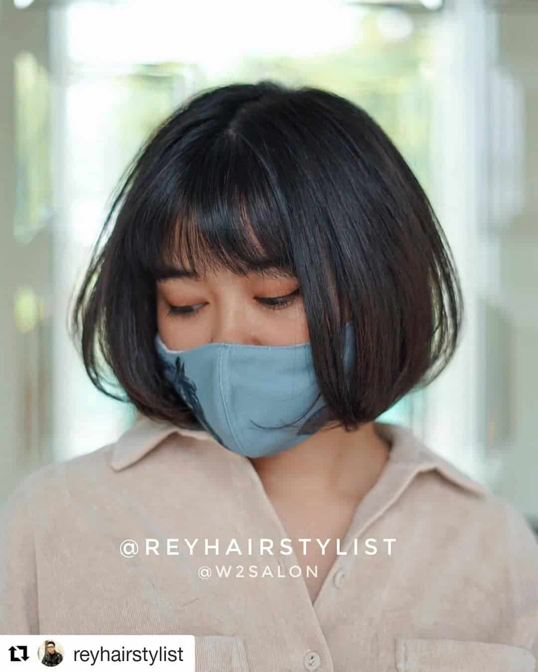 Black Hair Bob See Through Bangs