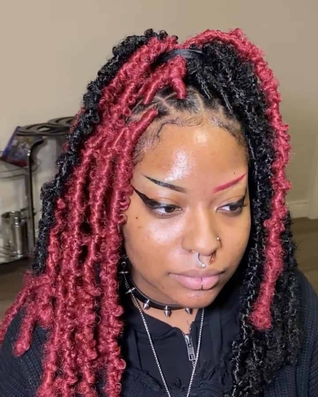 Black & Red Butterfly Locs