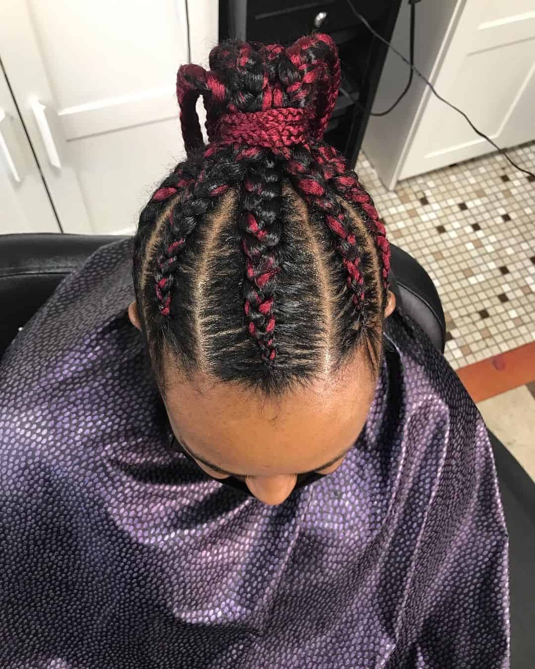 Black & Red Updo Braids