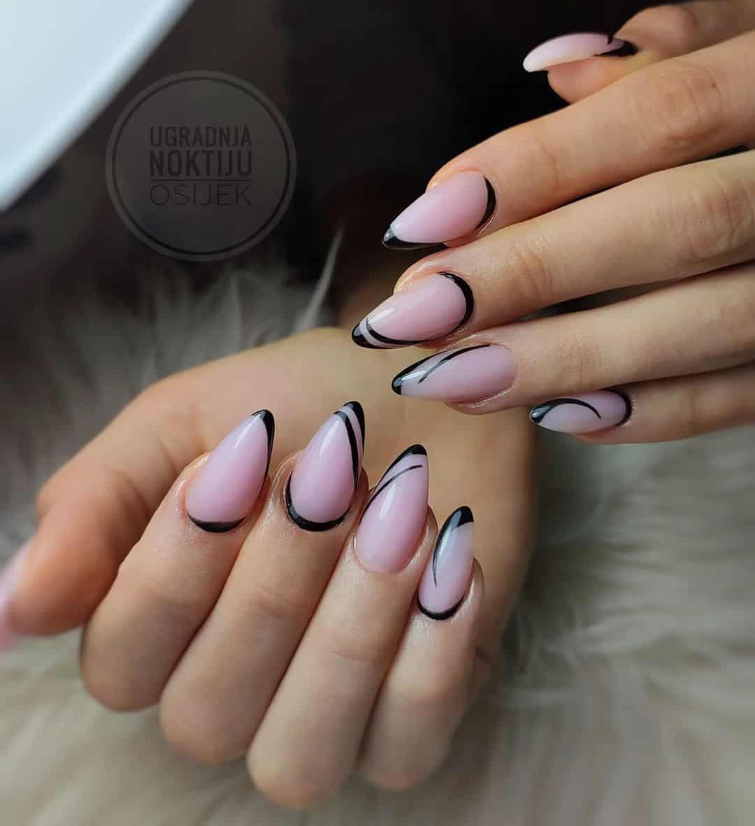 Top 30 Creative Nail Designs With Lines (Short And Long) 10 Black & White Nail Combo
