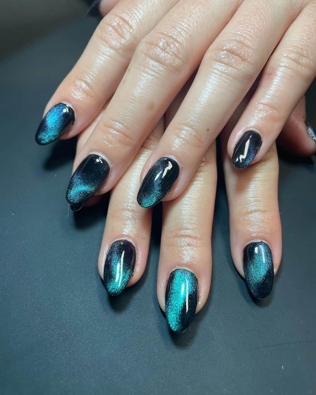 30+ Unique Cat Eye Nail Design Ideas 2022 (Short And Long) 8 Blue Cat Eye Nail Art