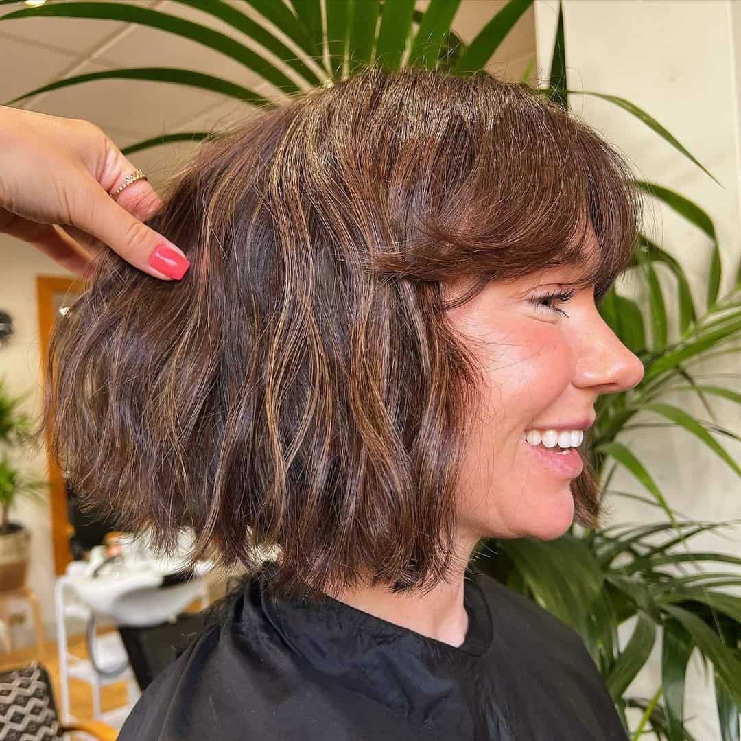 Brown Hair With Highlights French Bob