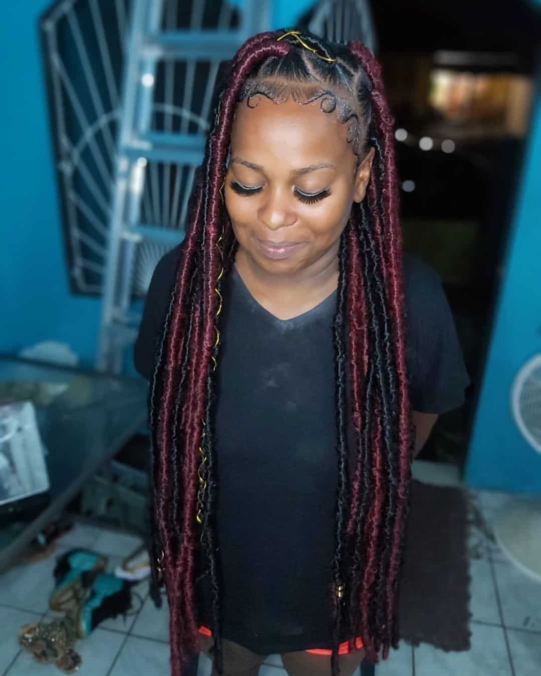 Top 35 Stylish Butterfly Locs Hairstyle Ideas (2023 Update) 28 Burgundy Purple Straight Hair