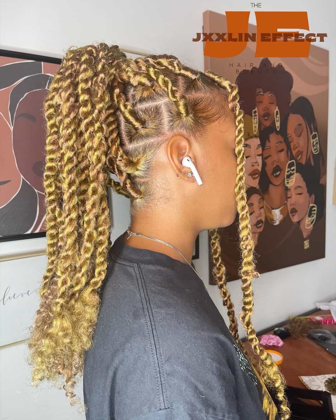 Image of Butterfly locs hairstyle long ponytail