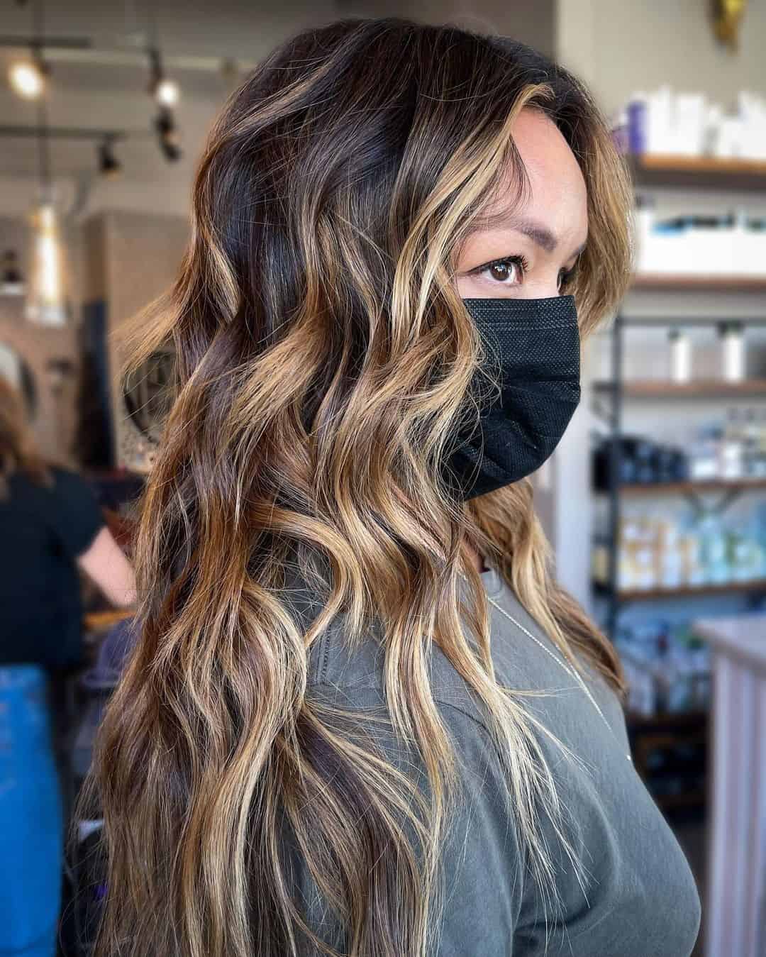 Chocolate Brown Hair With Money Piece Highlights