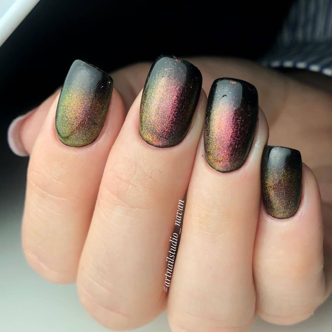 Colorful Galaxy Cat Eye Manicure