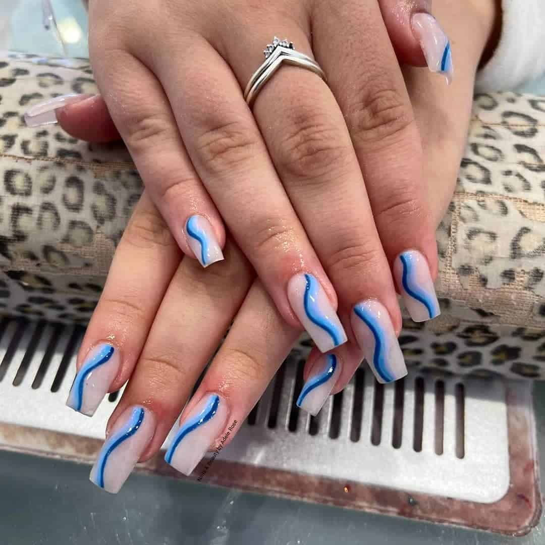 Creative Blue & White Nails