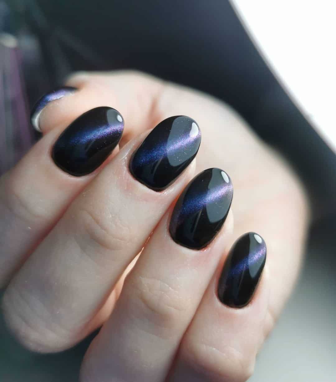 Dark Blue & Black Nails