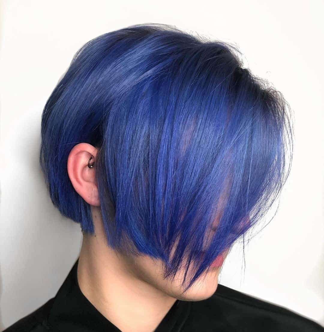 Dark Blue Navy French Bob Haircut