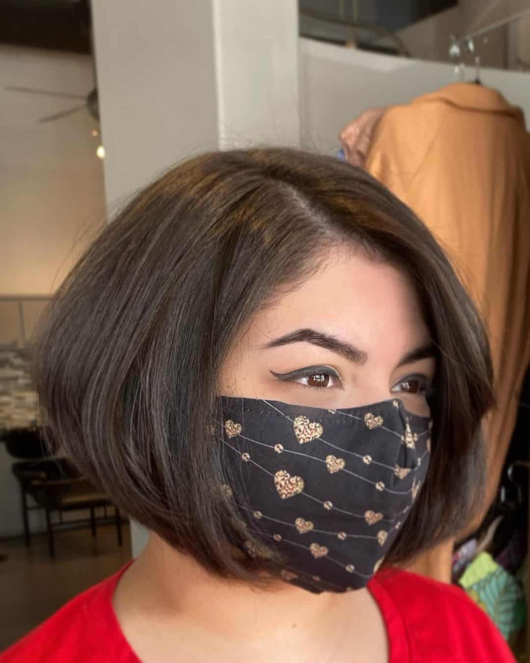 Dark Brown Layered French Bob Haircut