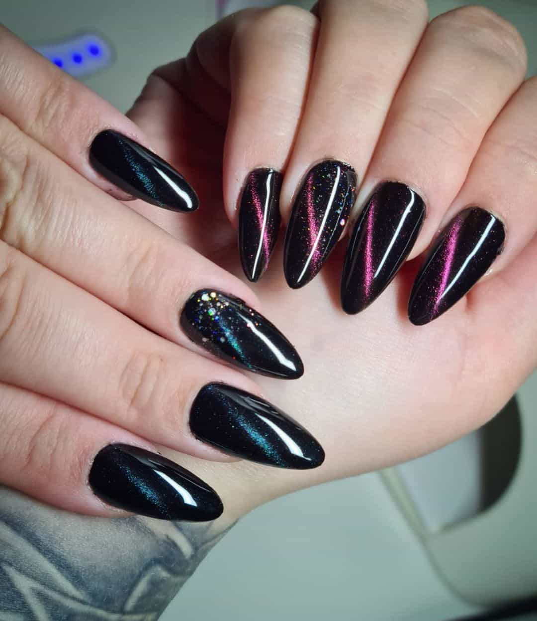 30+ Unique Cat Eye Nail Design Ideas 2022 (Short And Long) 25 Dark Colored Nails Oval Shape