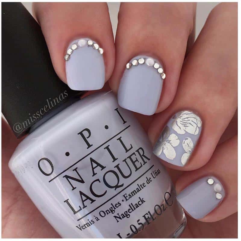 32 Elegant Nail Design With Rhinestones (2022 Version) 16 Fifty Shades Of Grey And Silver Nails