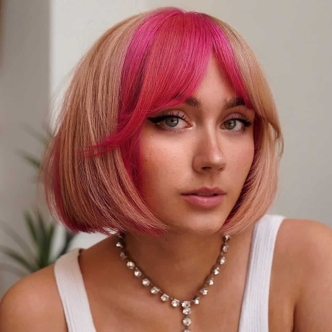 French Bob Haircut Pink & Yellow