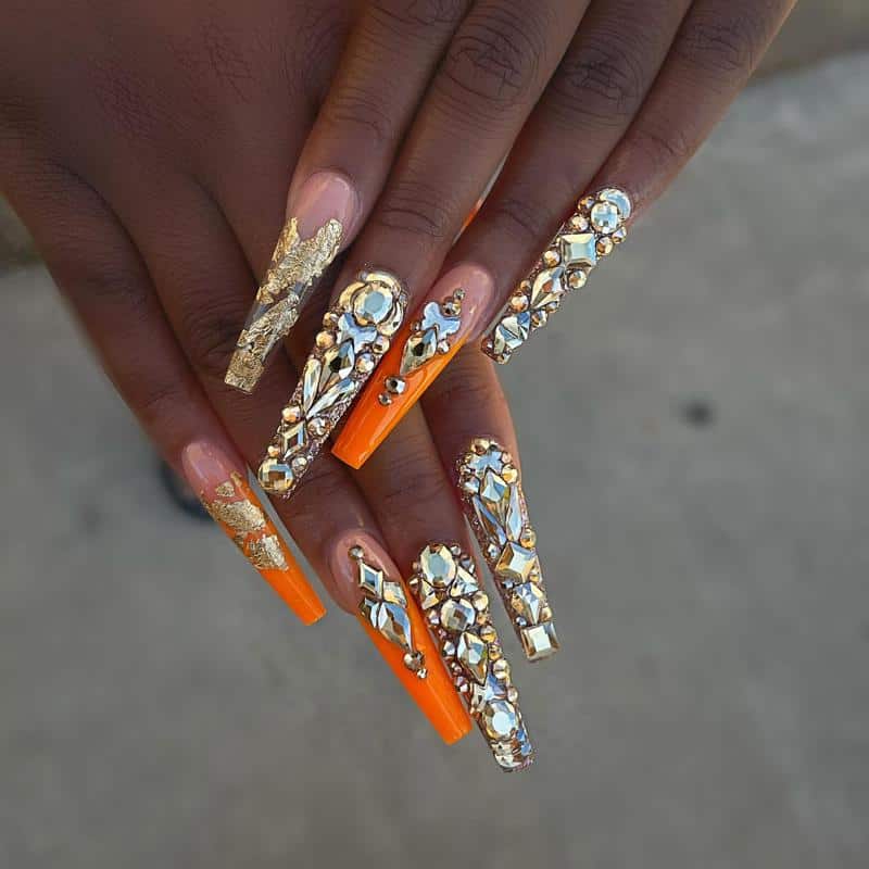 Fully Covered Swarovski Rhinestones Nails