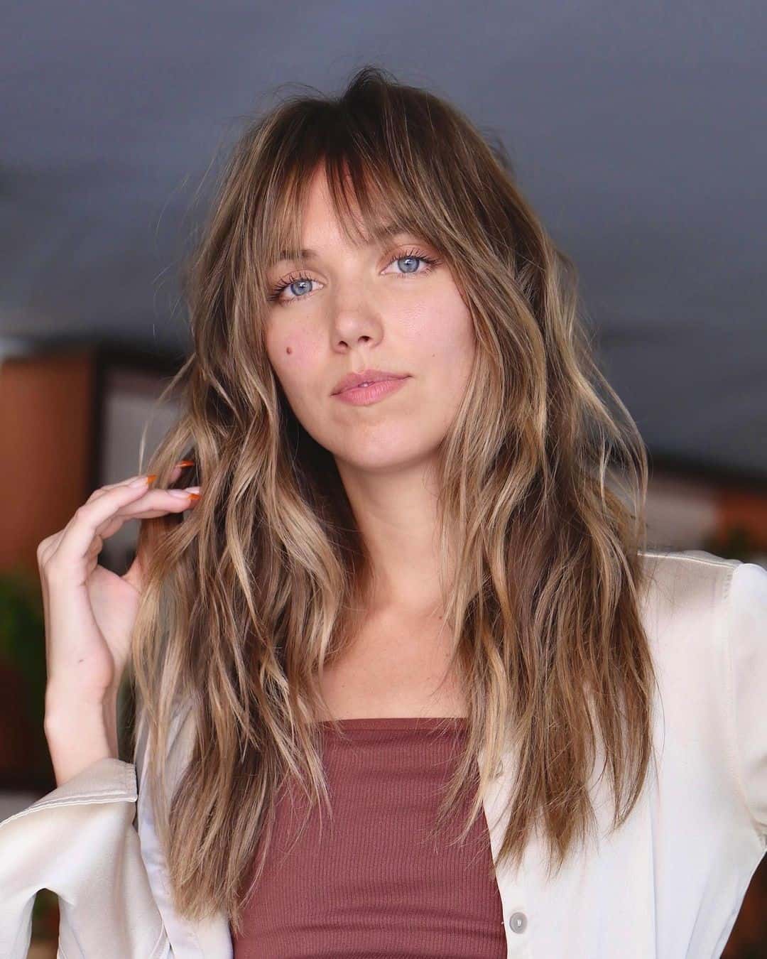 Hair With Highlights See Through Bangs