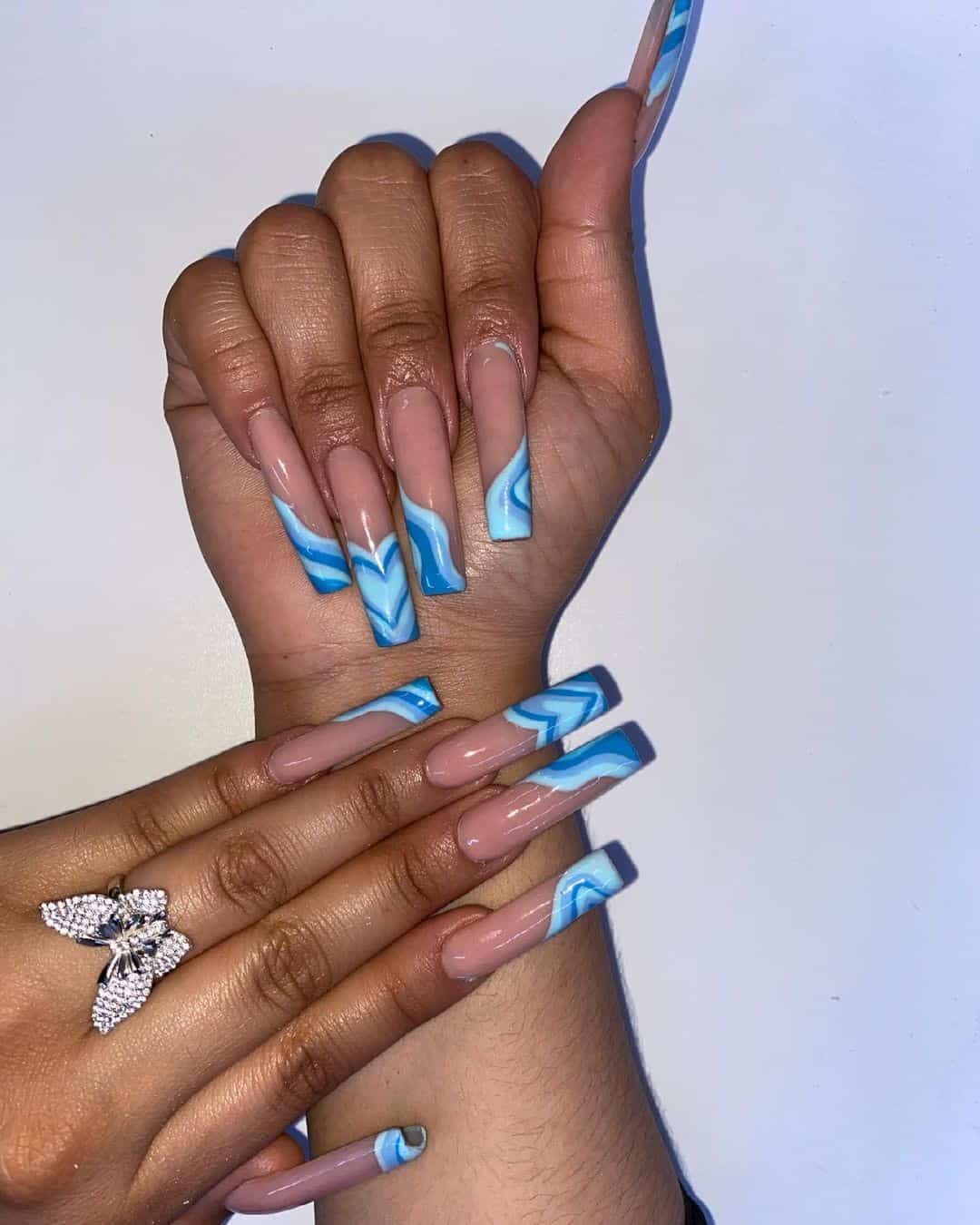 Top 30 Creative Nail Designs With Lines (Short And Long) 25 Long Acrylics With Line