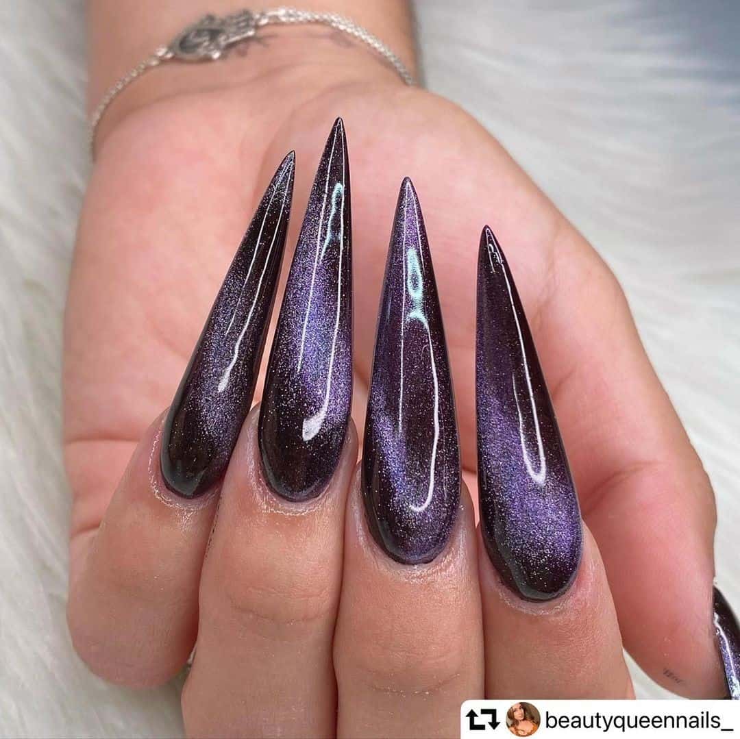 30+ Unique Cat Eye Nail Design Ideas 2022 (Short And Long) 23 Long Flashy Acrylic Nails