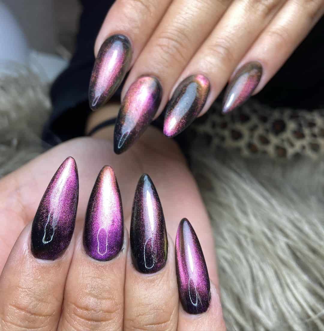 30+ Unique Cat Eye Nail Design Ideas 2022 (Short And Long) 26 Long Oval Shiny Nails