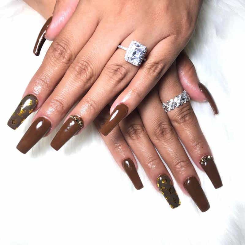 Louis Vuitton Nails With Rhinestones