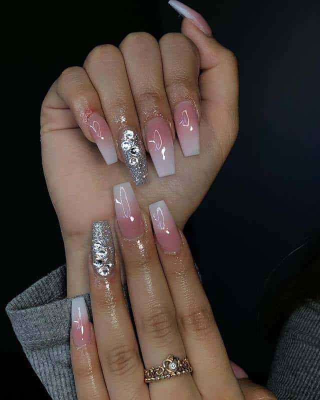 Ombre Nails With Rhinestones