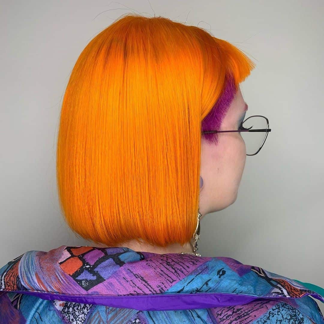 Orange & Purple French Bob Haircut