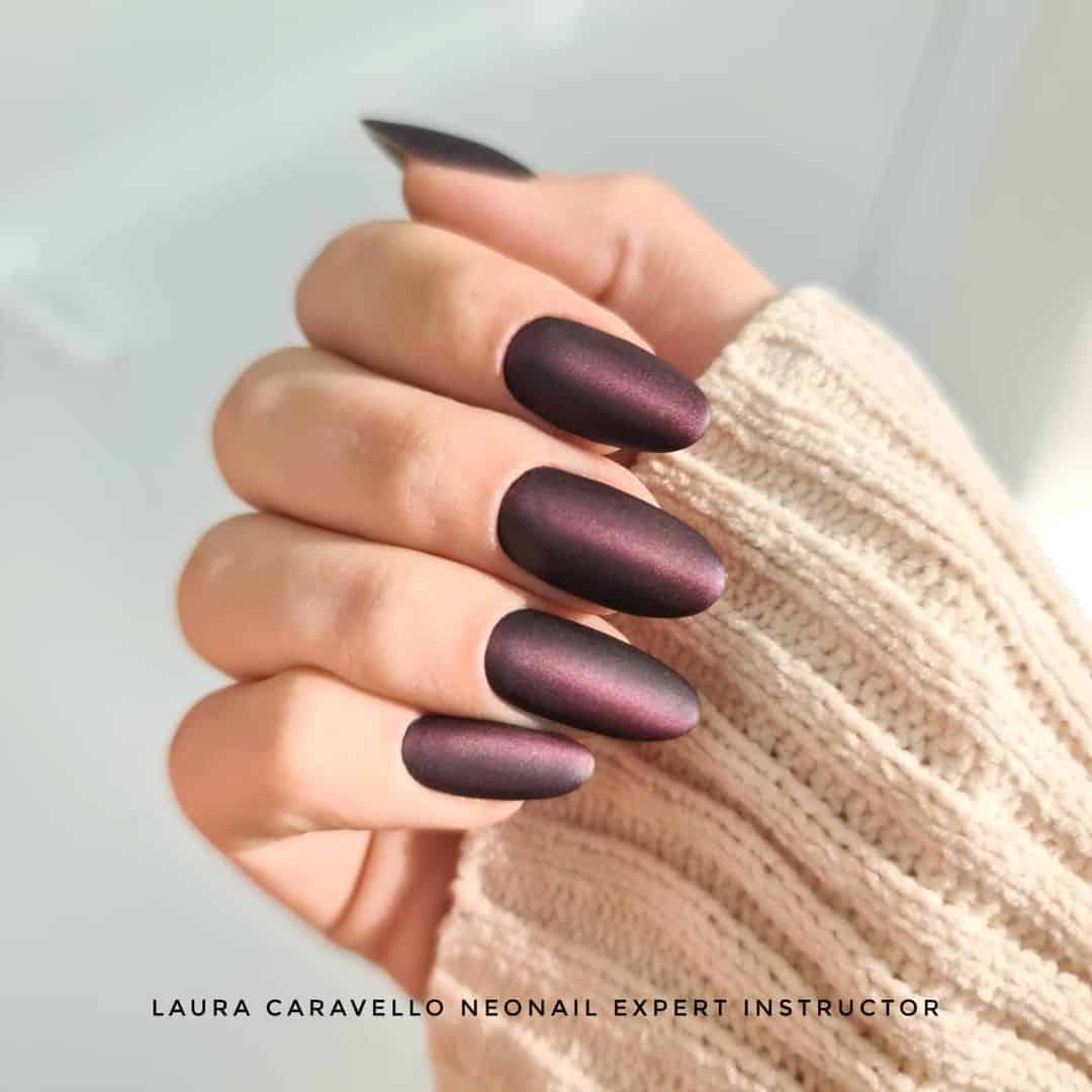 30+ Unique Cat Eye Nail Design Ideas 2022 (Short And Long) 28 Oval Purple Manicure Print