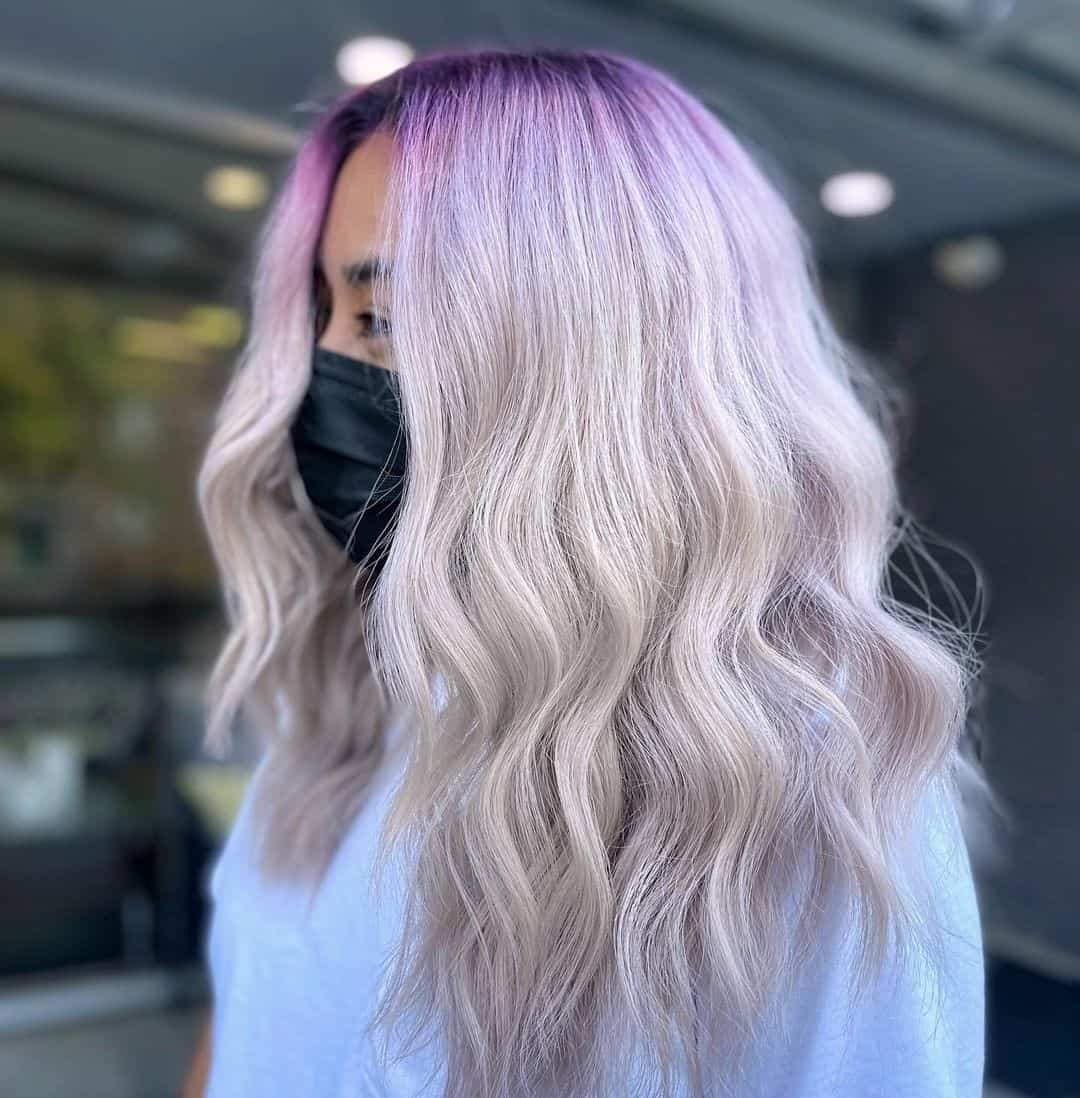 Purple Highlights Money Piece