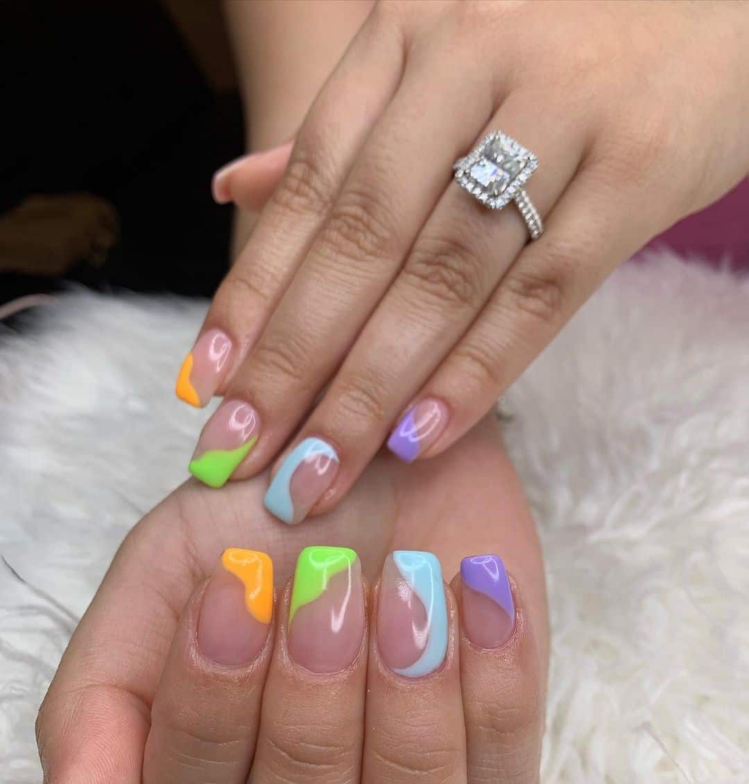 Rainbow Nail Designs With Lines