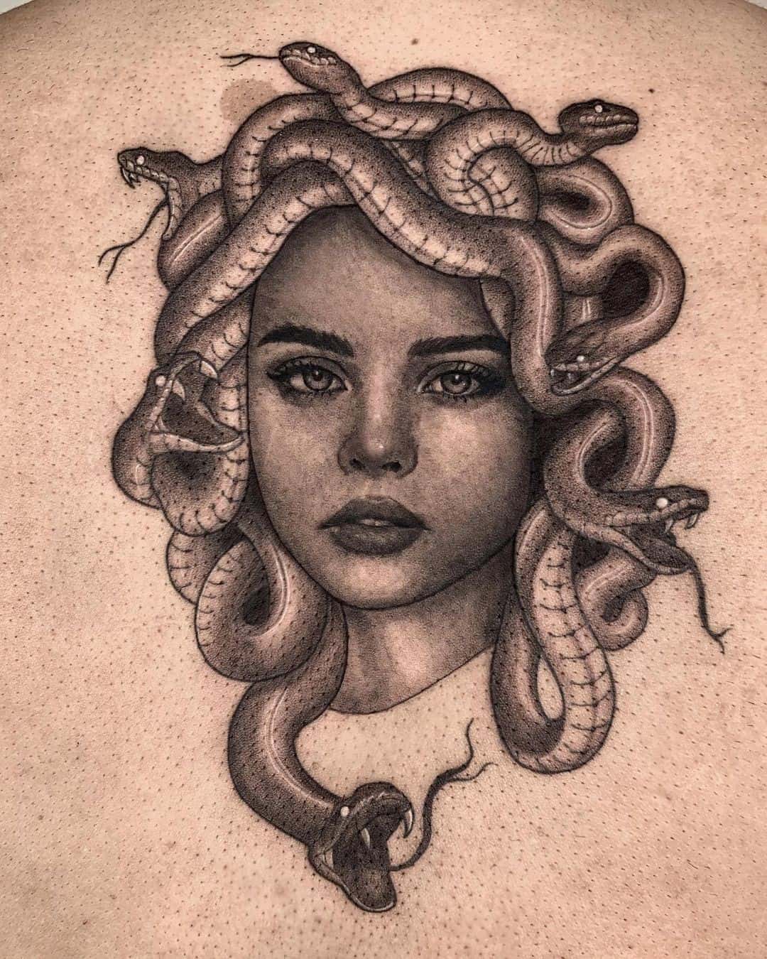 Realism Medusa Tattoo by Josh Anderson at Venom Ink in Sanford Maine  r tattoos