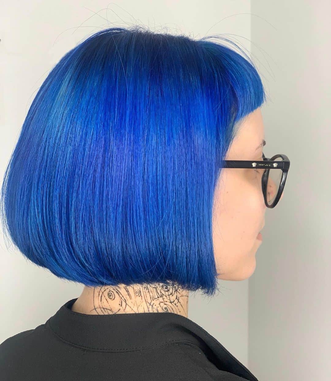 Straight Blue French Bob Hair