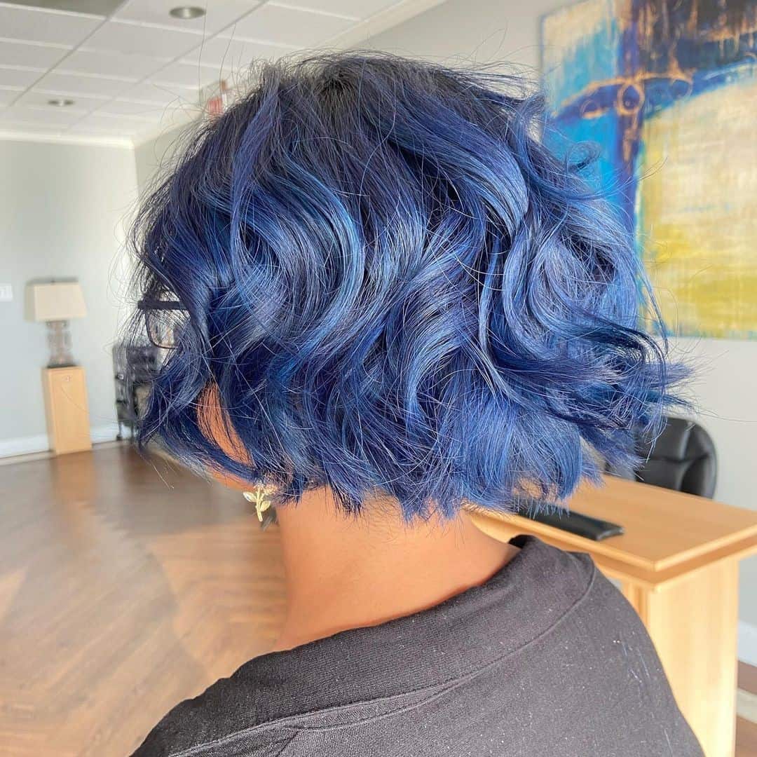 Voluminous Blue French Bob Hair