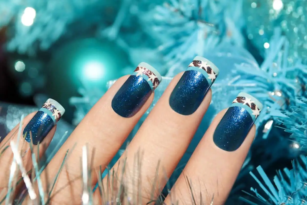 Blue Christmas Nail