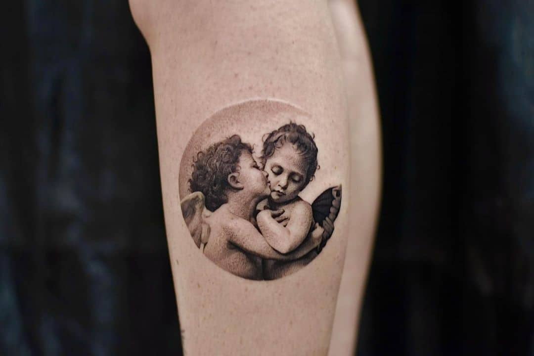 Top 37 Gorgeous Circle Tattoo Design Ideas 2022 (Small, Big, Black, Colorful) 16 Circle Angel Forearm Tattoo