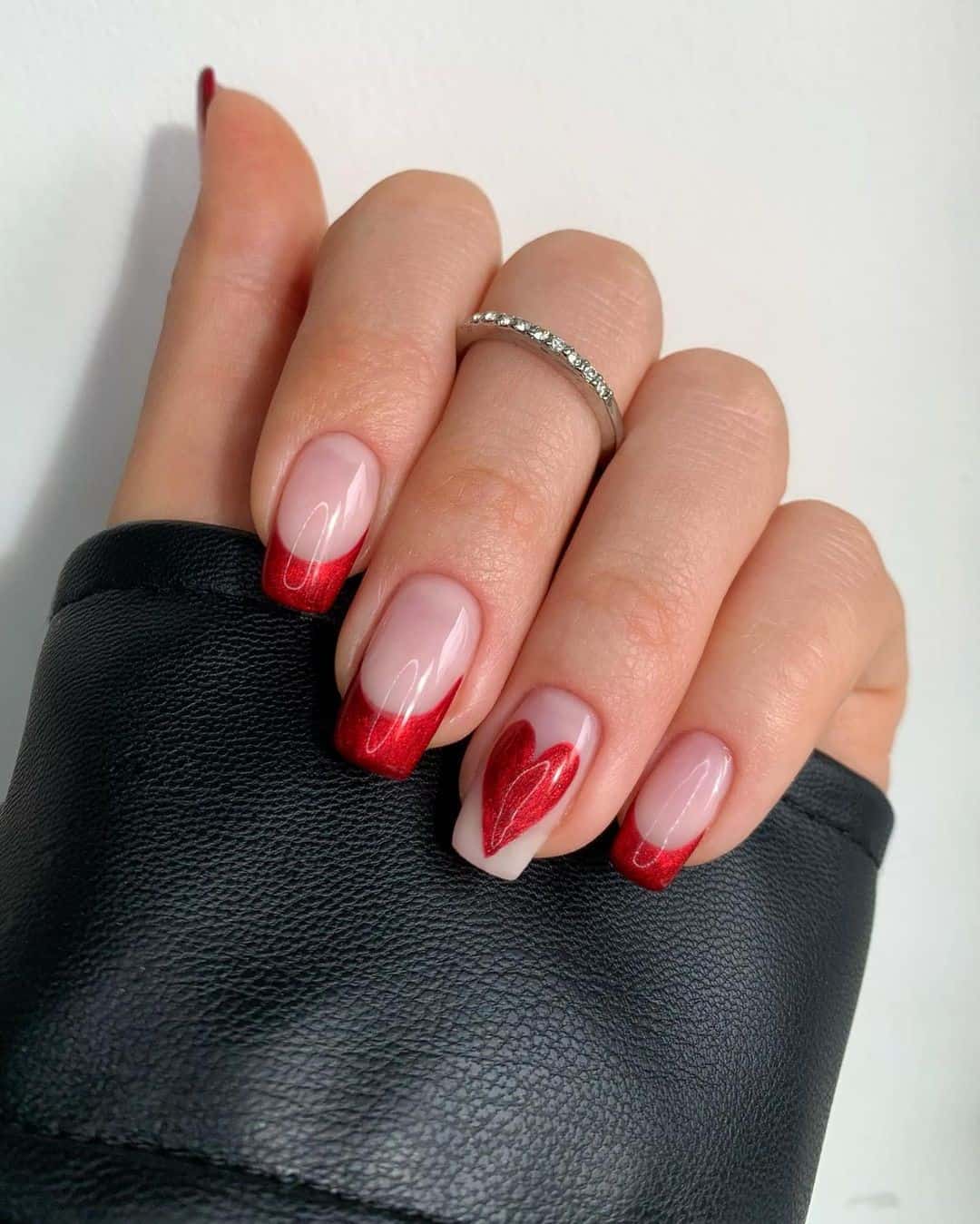 Coffin Heart Red Christmas Nails