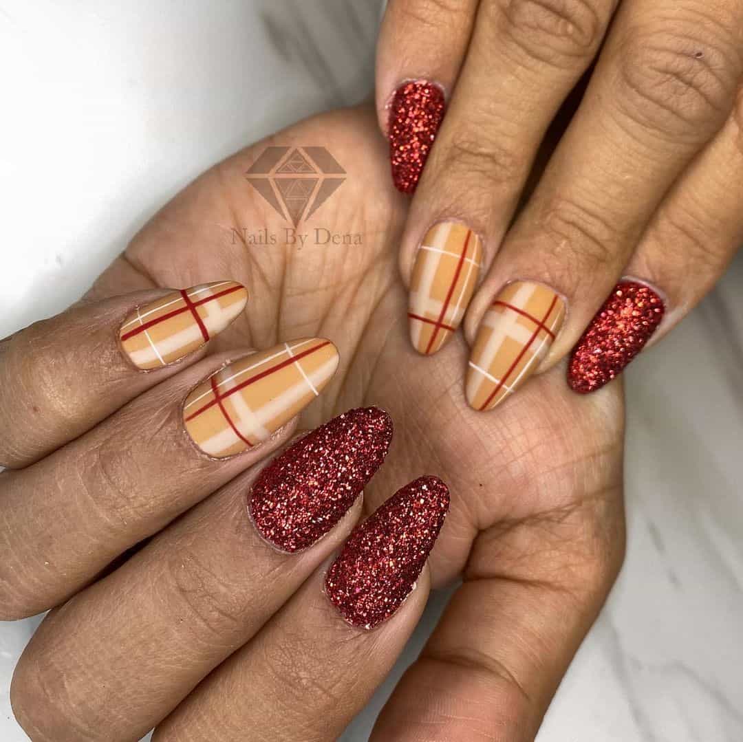 Glitter Red Christmas Nails