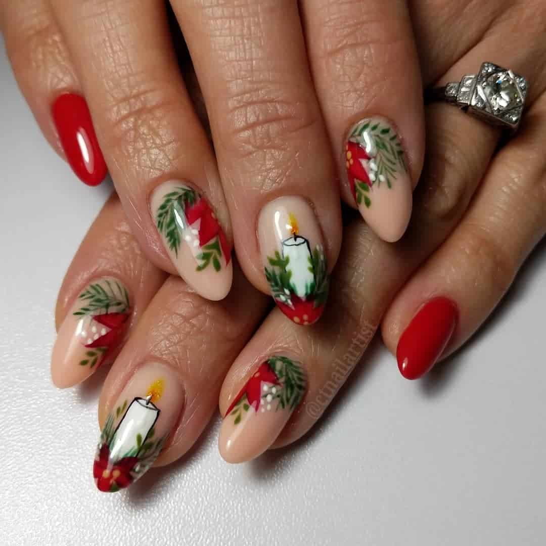Green And Red Christmas Nails