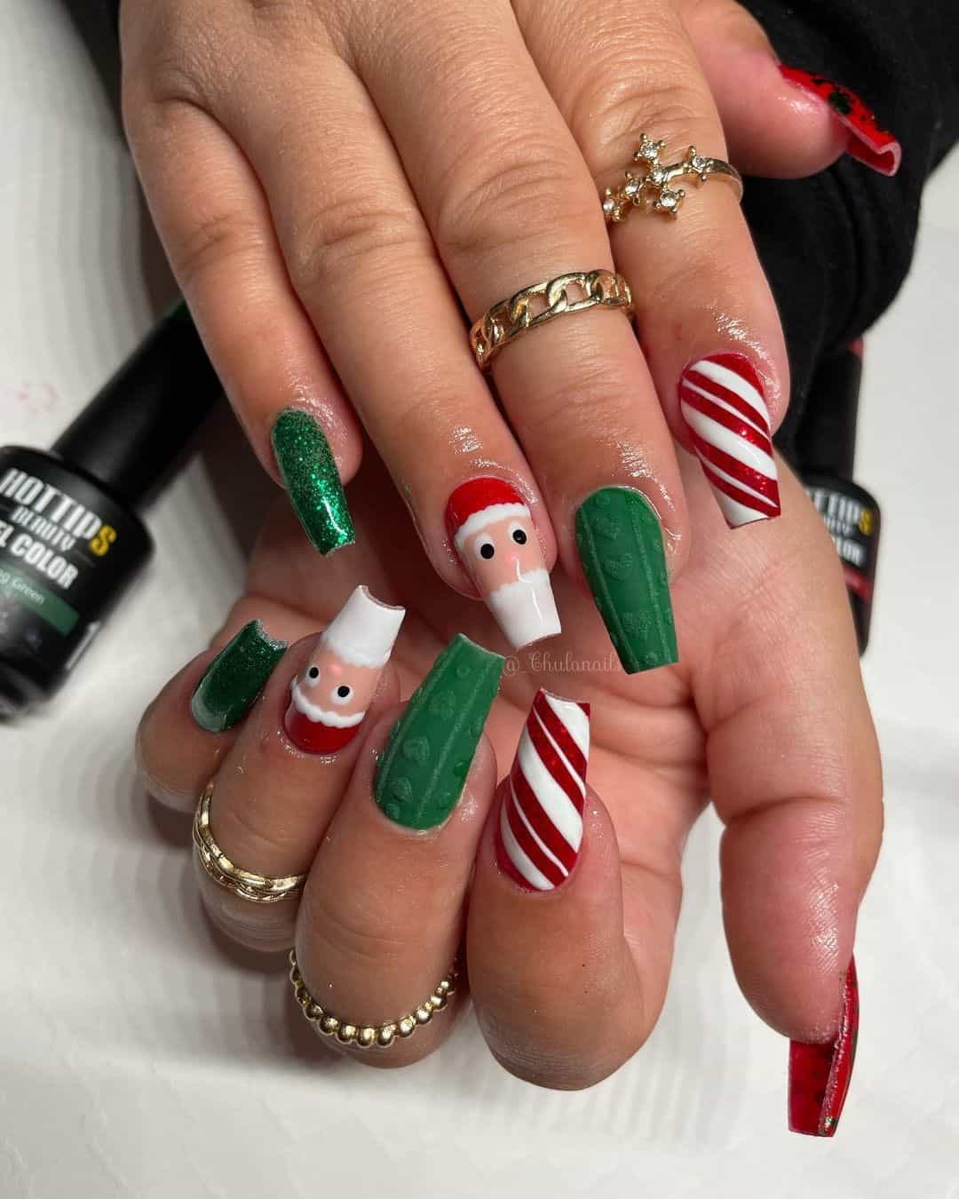35 Elegant Christmas Acrylic Nail Design Ideas 2022 31 Holiday Inspired Sticker Manicure