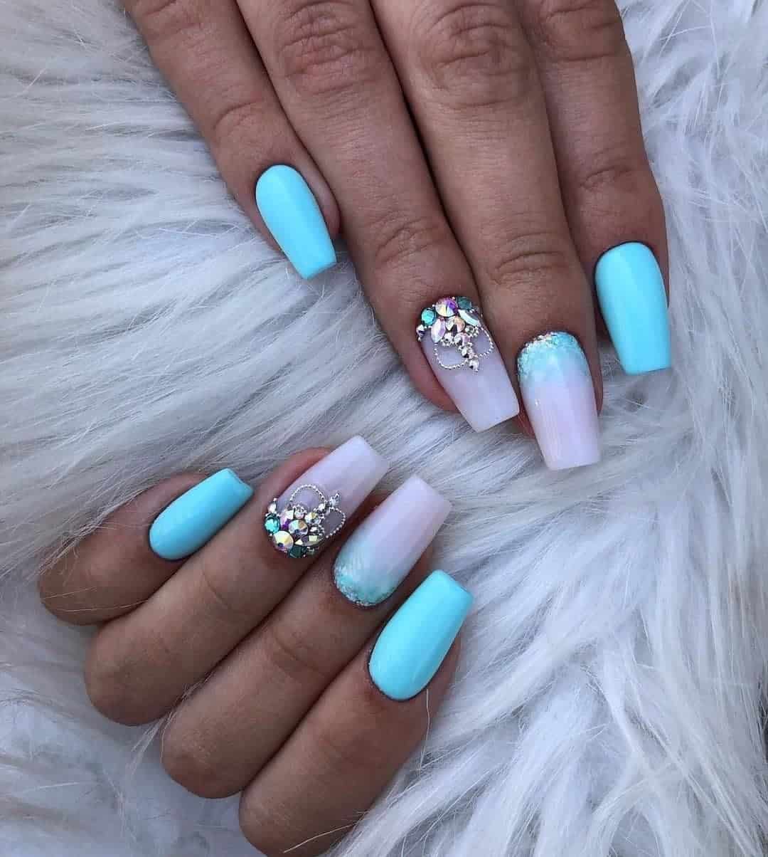 Light Blue & White Manicure