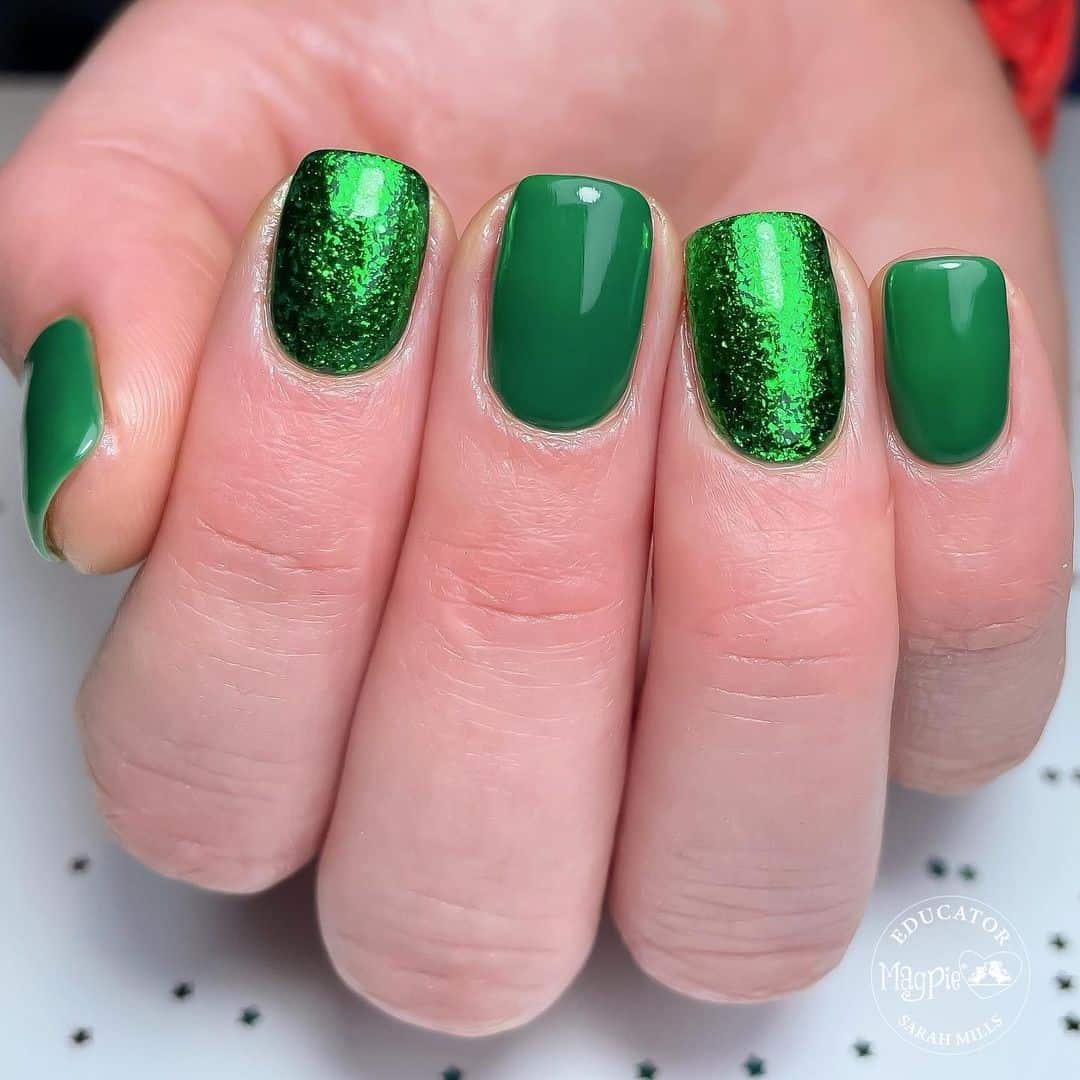 Lime Green Glitter Christmas Nails
