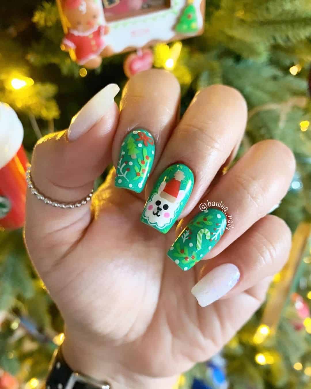 35 Elegant Christmas Acrylic Nail Design Ideas 2022 16 Nail Sticker Manicure