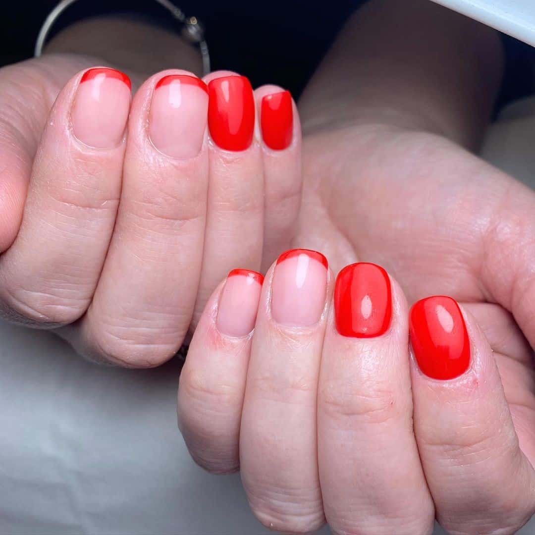 Natural French Red Tip Manicure