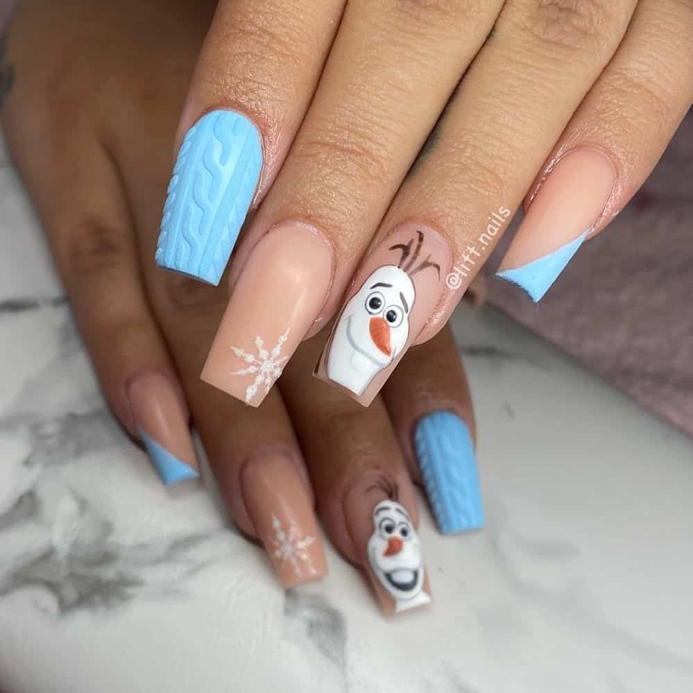 Olaf Blue Nails Inspo