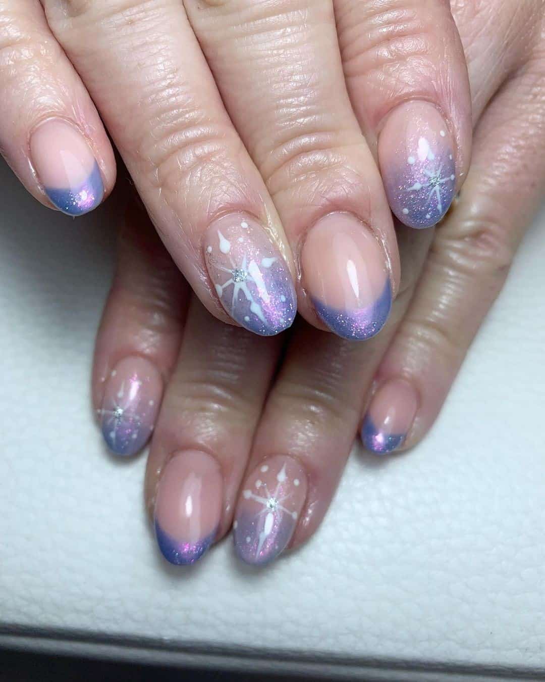 Top 31 Gorgeous Short Christmas Nail Design Ideas 25 Purple French Short Christmas Nails