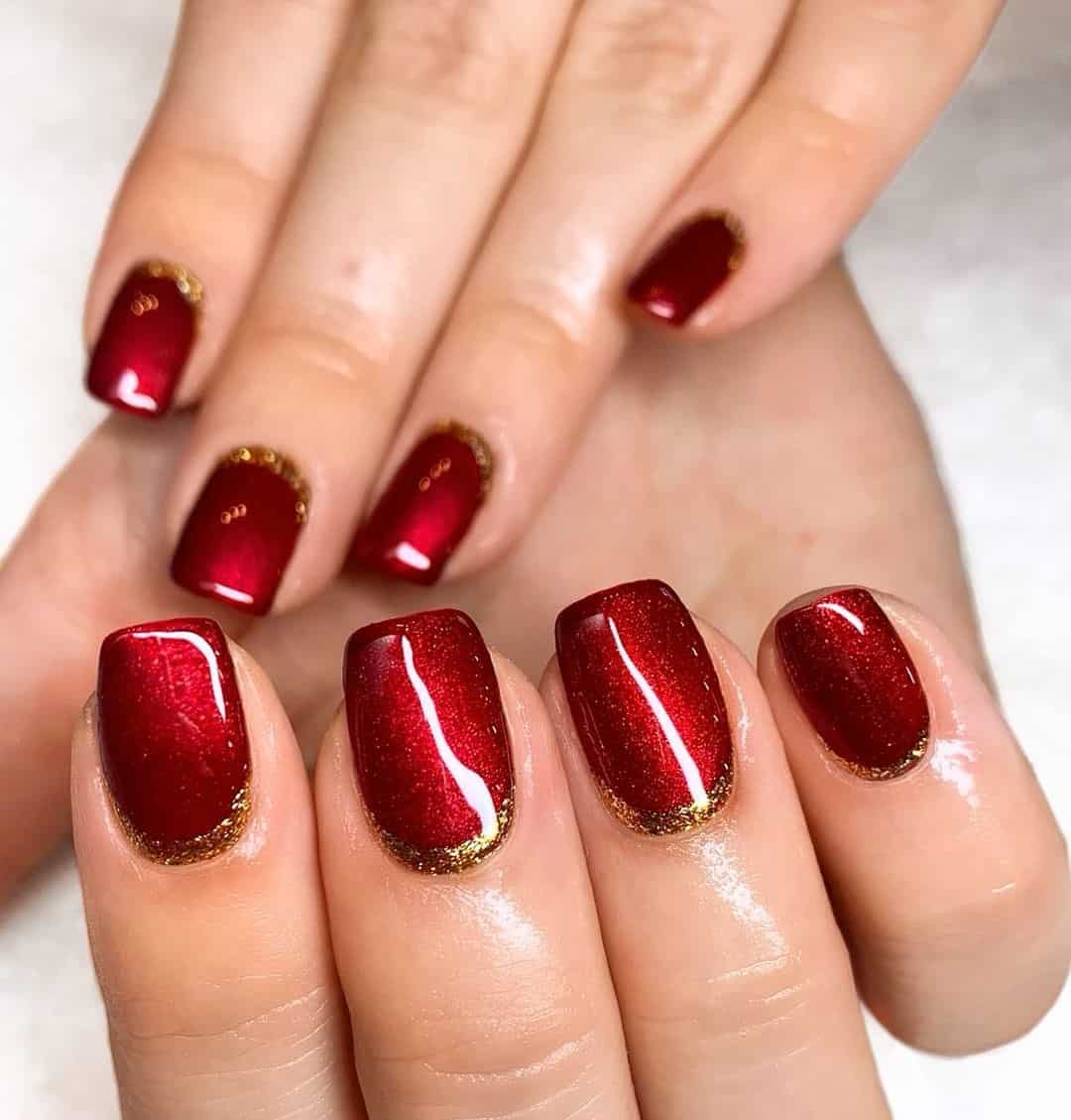 Red Christmas Nails Square Shape