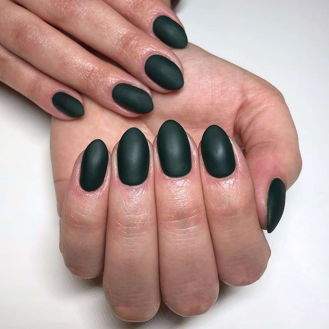 Short Matte Black Christmas Acrylic Nail Manicure