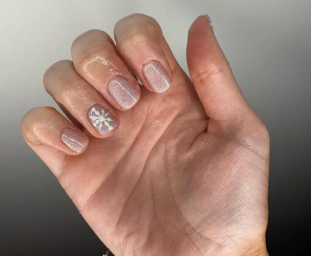 Short Natural Snowflake Nails