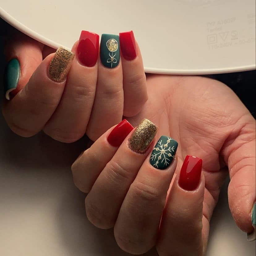 Short Square Christmas Nails