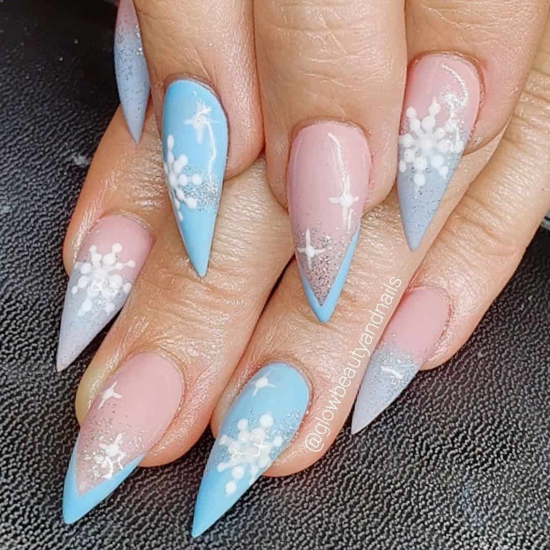 Stunning Long Blue Christmas Nails