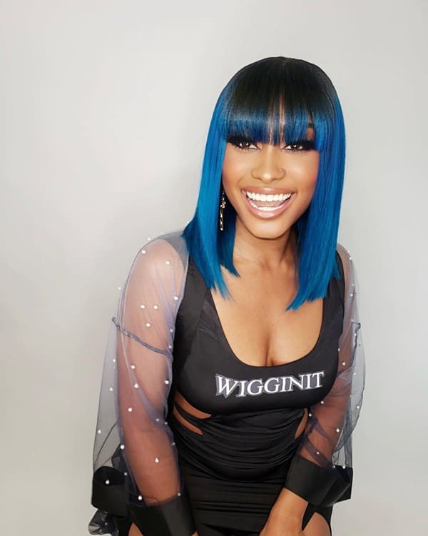 Blue Bob Wig With Bangs